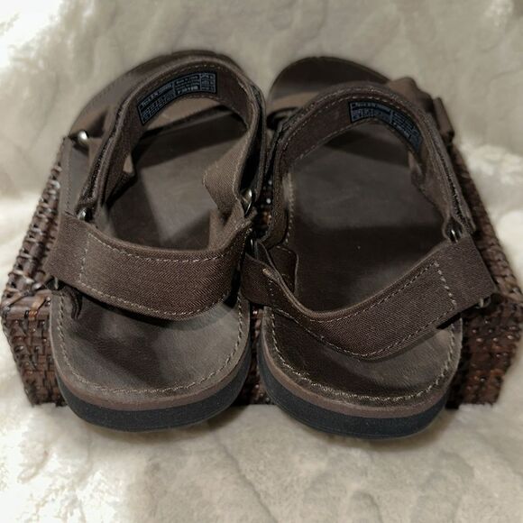 TEVA 13 Brown Original Universal Menswear Leather Canvas Velcro Straps Sandals - Picture 11 of 15
